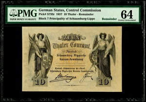 �h�C�c �V���E���u���N�����b�y���� 10�^�[���[ 1857�N�� �s�b�N S733r. PMG 64 UNC