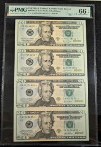 2004 A $20 FRN �{�X�g�� 4 �m�[�g �A���J�b�g�V�[�g �O���[�h 66 EPQ GEM UNC STAR �m�[�g lo Ser