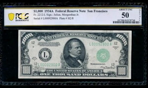 AC 1934A $1000 �T���t�����V�X�R 1000�h������ PCGS 50 �ڍ�