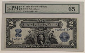 1899�N $2 �~�j �|�[�g�z�[�� �V���o�[ �T�[�e�B�t�B�P�[�g ~ PMG 65 EPQ �f���炵���G���{�X���H GEM UNC ~ FR. 255
