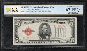 FR. 1531 1928-F 5�h�� �@��ʉ� USN WIDE I PCGS ���� ��� ������-67PPQ
