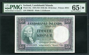 �A�C�X�����h 1928 (1948-1956) 50 �N���[�i P34a PMG 65 EPQ �X�^�[ GEM UNC