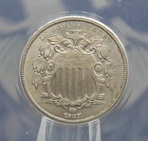 1867 �N U.S. Shield Nickel **RAYS** 5c ANACS MS62 #419 Unc ������ ECC&C, Inc.