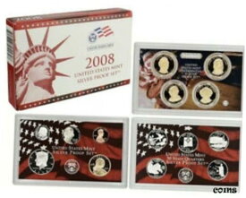 【極美品/品質保証書付】 アンティークコイン コイン 金貨 銀貨 [送料無料] 2008 US SILVER PROOF SETS (14 COINS) COMPLETE COA RED BOX