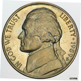 1989-S ジェファーソン ニッケル US 5 セント プルーフ マグニフィセント チョイス トーンド ラスター (MR)1989-S JEFFERSON NICKEL U.S 5 CENTS PROOF MAGNIFICENT CHOICE TONED LUSTER (MR)