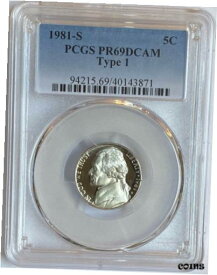 【極美品/品質保証書付】 アンティークコイン コイン 金貨 銀貨 [送料無料] 1981 S Jefferson Nickel TY 1 PCGS PR69DCAM Proof 69 (674-2)
