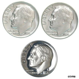 【極美品/品質保証書付】 アンティークコイン 硬貨 1976 P D S Roosevelt Dime Year Set Clad Proof & BU US 3 Coin Lot [送料無料] #ocf-wr-009203-1132
