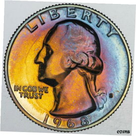 【極美品/品質保証書付】 アンティークコイン コイン 金貨 銀貨 [送料無料] 1968-S U.S WASHINGTON QUARTER PROOF INTENSE MONSTER TONED NEON COLORING (MR)