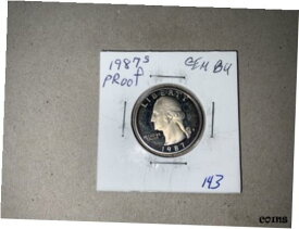 【極美品/品質保証書付】 アンティークコイン 硬貨 1987 S Washington Quarter Deep Cameo Gem Bu [送料無料] #oof-wr-009258-7037