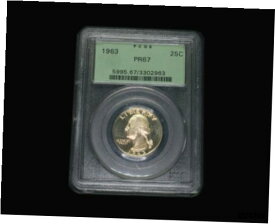 【極美品/品質保証書付】 アンティークコイン コイン 金貨 銀貨 [送料無料] 1963 PF67 Proof Washington Silver Quarter Dollar OGH PCGS green label
