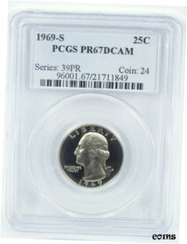 【極美品/品質保証書付】 アンティークコイン コイン 金貨 銀貨 [送料無料] 1969-S Proof Washington Quarter PCGS PR67DCAM Deep Cameo