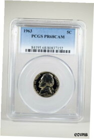 【極美品/品質保証書付】 アンティークコイン コイン 金貨 銀貨 [送料無料] PR68CAM TONED 1963 CAMEO JEFFERSON NICKEL PCGS GRADED 5C PROOF VERY RARE COIN