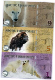 【極美品/品質保証書付】 アンティークコイン 硬貨 Arctic Territories 1 5 9 Dollars SERIES "A" UNCUT SHEET 3 SPECIMEN UNC [送料無料] #oof-wr-009264-1212