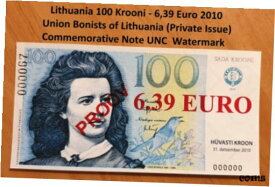 【極美品/品質保証書付】 アンティークコイン コイン 金貨 銀貨 [送料無料] Lithuania SPECIMEN 100 Krooni - 6,39 Euro 2010 Union Bonists (Private) UNC e560