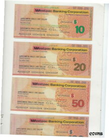 【極美品/品質保証書付】 アンティークコイン コイン 金貨 銀貨 [送料無料] AUSTRALIA SPECIMEN TRAVELERS CHECKS SET 10,20,50,100 AUSTRALIA $ IN BOOKLET