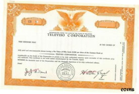 【極美品/品質保証書付】 アンティークコイン コイン 金貨 銀貨 [送料無料] c.1960 TELEVISO CORPORATION Stock Certificate SPECIMEN Aircraft Navigation Radar