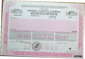 【極美品/品質保証書付】 アンティークコイン 硬貨 Osceola County, FL 1986 SPECIMEN Bond Certificate: Gas Tax Transportation [送料無料] #oof-wr-009264-5808