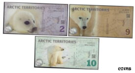 【極美品/品質保証書付】 アンティークコイン コイン 金貨 銀貨 [送料無料] Arctic territories Private set 3 pcs 2,9,10 2010 UNC Specimen Fauna Polymer