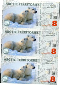 【極美品/品質保証書付】 アンティークコイン 硬貨 Arctic Territories 8 Dollars 2011 BEAR POLYMER UNCUT SPECIMEN SHEET UNC [送料無料] #oof-wr-009264-723