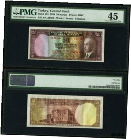 【極美品/品質保証書付】 アンティークコイン コイン 金貨 銀貨 [送料無料] 1930 Turkey Central Bank 50 Kurus Unissued Banknote PMG Choice Extremely Fine 45