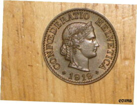 【極美品/品質保証書付】 アンティークコイン コイン 金貨 銀貨 [送料無料] Switzerland 1919 brass 10 Rappen coin Extremely Fine nice KEY DATE