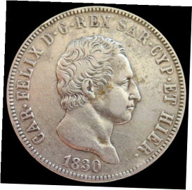 【極美品/品質保証書付】 アンティークコイン コイン 金貨 銀貨 [送料無料] 1830 P SILVER SARDINIA ITALIAN STATE 5 LIRE CARLO FELICE COIN EXTREMELY FINE