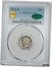 【極美品/品質保証書付】 アンティークコイン コイン 金貨 銀貨 [送料無料] 1916 D 10C Mercury Dime PCGS G 4 Good Denver Mint CAC Approved Key Date Cert#...