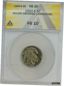 【極美品/品質保証書付】 アンティークコイン コイン 金貨 銀貨 [送料無料] 1920-S Buffalo 5c Major Obverse Lamination VG10 ANACS 944131-6
