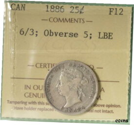 【極美品/品質保証書付】 アンティークコイン コイン 金貨 銀貨 [送料無料] 1886 - Canada TWENTY FIVE Cents - ICCS F-12 - Serial # XXD 831