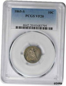 【極美品/品質保証書付】 アンティークコイン コイン 金貨 銀貨 [送料無料] 1865-S Liberty Seated Silver Dime VF20 PCGS