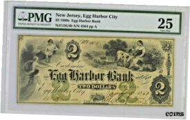 【極美品/品質保証書付】 アンティークコイン コイン 金貨 銀貨 [送料無料] 1860s $2 New Jersey Egg Harbor City Bank PMG Certified VF-25 Genuine Note 9018