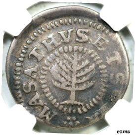 【極美品/品質保証書付】 アンティークコイン 硬貨 1652 N-16 R-2 NGC VF 25 Small Pine Tree Massachusetts Shilling Colonial Coin [送料無料] #oct-wr-009416-469