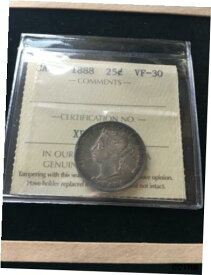 【極美品/品質保証書付】 アンティークコイン コイン 金貨 銀貨 [送料無料] 1888 ICCS Graded Canadian, 25 Cent, **VF-30**