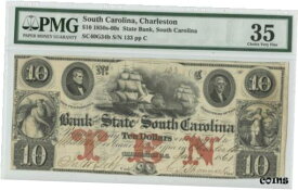【極美品/品質保証書付】 アンティークコイン コイン 金貨 銀貨 [送料無料] 1850s 60s $10 State Bank PMG 35 Choice VF Charleston So Carolina