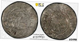 【極美品/品質保証書付】 アンティークコイン 銀貨 Lithuania silver Alexander Jagiellon 1/2 Groschen ND(1495-1506) PCGS XF45 [送料無料] #sot-wr-009507-1393
