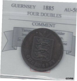 【極美品/品質保証書付】 アンティークコイン コイン 金貨 銀貨 [送料無料] **1885H**Guernsey, 4 Doubles, Coin Mart Graded**AU-50 PF**