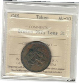 【極美品/品質保証書付】 アンティークコイン コイン 金貨 銀貨 [送料無料] Br997 SHIPS COLONIES & COMMERCE 1/2 Penny Token - Lees 31 - ICCS AU-50