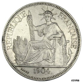 【極美品/品質保証書付】 アンティークコイン コイン 金貨 銀貨 [送料無料] [#30582] FRENCH INDO-CHINA, Piastre, 1904, Paris, KM #5a.1, AU(50-53), Silver