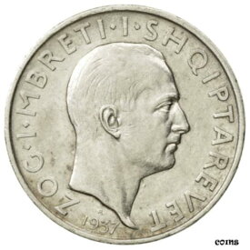 【極美品/品質保証書付】 アンティークコイン コイン 金貨 銀貨 [送料無料] [#471126] Albania, Zog I, Frang Ar, 1937, Rome, AU(50-53), Silver, KM:16