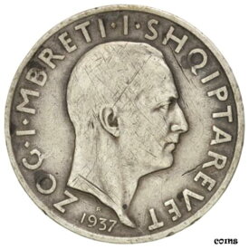 【極美品/品質保証書付】 アンティークコイン コイン 金貨 銀貨 [送料無料] [#76856] Albania, Frang Ar, 1937, Rome, KM:18, AU(50-53), Silver, 23