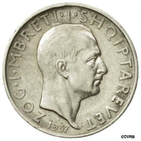 【極美品/品質保証書付】 アンティークコイン コイン 金貨 銀貨 [送料無料] [#471133] Coin, Albania, Zog I, Frang Ar, 1937, Rome, AU(50-53), Silver, KM:16