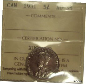【極美品/品質保証書付】 アンティークコイン コイン 金貨 銀貨 [送料無料] Canada George V 1931 Five Cents - ICCS AU-55 (XUG 939)