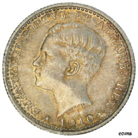 【極美品/品質保証書付】 アンティークコイン コイン 金貨 銀貨 [送料無料] [#867896] Coin, Portugal, Manuel II, 100 Reis, 1910, AU(55-58), Silver, KM:548