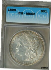 【極美品/品質保証書付】 アンティークコイン コイン 金貨 銀貨 [送料無料] 1898 Morgan Silver Dollar MS62 ICG - BEAUTY - M-3681