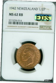【極美品/品質保証書付】 アンティークコイン コイン 金貨 銀貨 [送料無料] 1942 NEW ZEALAND HALF PENNY NGC MS62 RB MAC EXFS OR EXCETIONAL 1ST STRIKE .