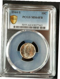 【極美品/品質保証書付】 アンティークコイン コイン 金貨 銀貨 [送料無料] 1944-S Mercury Silver Dime PCGS MS64FB "GOLD SHIELD"