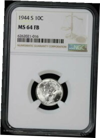 【極美品/品質保証書付】 アンティークコイン コイン 金貨 銀貨 [送料無料] 1944 S 10c Silver Mercury Dime NGC MS 64 FB | Uncirculated BU Full Bands