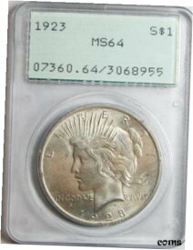 【極美品/品質保証書付】 アンティークコイン コイン 金貨 銀貨 [送料無料] 1923 Peace Dollar PCGS MS-64 Rattler Slab