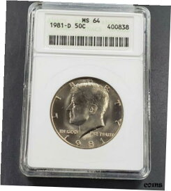 【極美品/品質保証書付】 アンティークコイン コイン 金貨 銀貨 [送料無料] 1981 D Kennedy Clad Half Dollar Coin in OLD ANACS White Holder MS64 NEAT