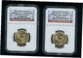 【極美品/品質保証書付】 アンティークコイン コイン 金貨 銀貨 [送料無料] 2007P John Adams Mint Error Coins Set of 2 NGC MS 64 Overlapped MS 65 Inverted e